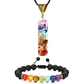 Necklace Pendant & Lava Rock Bracelet, for Women/Men (Set) in Saudi Arabia