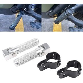 0.87-1.1" 22mm-28mm Universal Motorcycle Foldable Highway Foot Pegs Pedals Footrest Footpeg with clamp For Motorcycles Mopeds Electric Vehicle Scooter