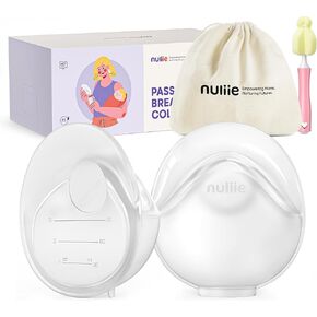 Nuliie 2 PCS Silicone Breast Milk Collectors for Breastfeeding Leak-Proof, 3oz/90ml Larger Milk Catcher with Improved Abrasion Design for Most Nipple, Clean Brush, Storage Bag
