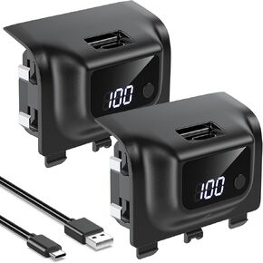YUANHOT Rechargeable Battery Pack for Xbox Series X/S, LED Display Xbox Controller Battery Pack, 2 Pack 3600mWh Fast Charging Battery Pack, Remote Play and Charge Kit for Xbox Series X/S Accessories