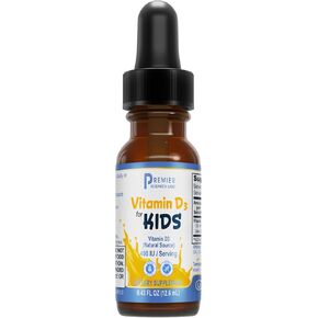 Premier Research Labs Vitamin D3 for Kids - Vitamin D Drops for Children, Kids Liquid Vitamin D, 400 IU Per Serving, Supports Healthy Brain Development - 0.43 fl oz