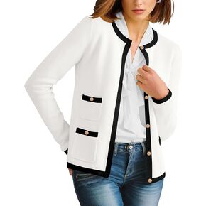 سترة حريمي HAEOF لخريف 2024 بأكمام طويلة وأزرار علوية، رقبة دائرية ناعمة وخفيفة الوزن وأنيقة، ملابس خارجية عصرية مع جيوب in Kuwait