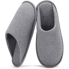 NineCiFun Mens House Scuff Slippers Slip On Warm Bedroom Solid Waffle Upper Slippers Lightweight Non-slip Indoor/Outdoor House Shoes