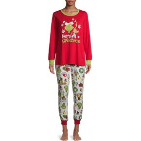 The Grinch who Stole Christmas Men Women Merry Grinchmas Unisex Fleece Pajama Set (Women, 3x)