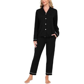 MoFiz Womens Pajama Sets Long Sleeve Button Down Sleepwear 2 Piece Soft Pjs Nightwear Comfy Pj Set with Pockets