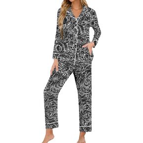 KCW Pajamas for Women Set 2 Piece Silk Lounge Sets Pj Sets Satin Long/Short Sleeve Button Down Sleepwear Outfits