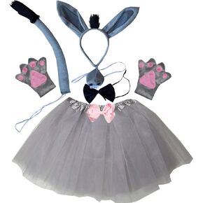 Kirei Sui Kids Animal Costume Gray Donkey Tutu Ear Headband Bow Tie Tail Paws
