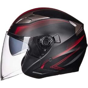 Motorcycle Helmet,Adult Motorbike Helmet Double Visor 3/4 Open Face Sun Shield Keep Warm Against Wind in Winter DOT Approved for Men and Women