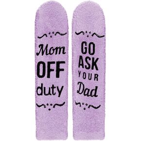 Mom Off Duty Socks Gifts For Mom From Daughter Son Mother Mama Gifts Womens Funny Cute Cozy Slipper Socks