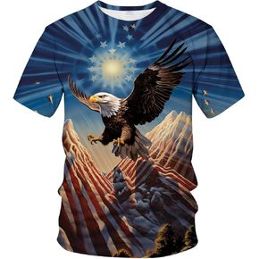 Funny USA Bald Eagle T-Shirt American Flag Style Graphic Tee Shirt