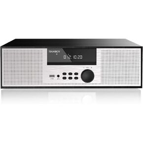 Retro Style Micro Shelf System 40W RMS with CD Player, Bluetooth, USB Playback, FM Radio, AUX-Input, 2-Way Music Crisp-Sound, DSP-Tech (TB-816C)