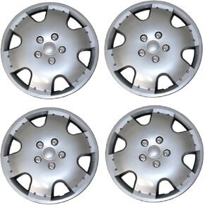 TuningPros WSC3-029S15 4pcs Set Snap-On Type (Pop-On) 15-Inches Metallic Silver Hubcaps Wheel Cover
