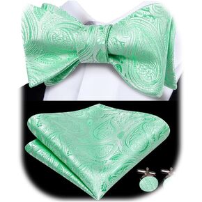 Dubulle Self Tie Bow Ties Set for Men Paisley Floral Bowtie and Pocket Square Cufflinks Wedding Suit