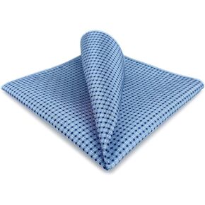 SHLAX&WING Blue Dots Dotty Men's Hanky Silk Pocket Square For Business