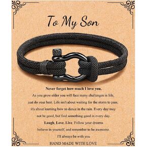 Gifts for Men Bracelets, Stone Beads Braided Rope Meaningful Bracelet, Mens Adjustable Bracelets Birthday/Valentines Day/Easter Gifts for Men Husband Boyfriend Father