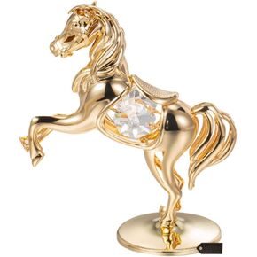 Matashi 24k Goldplated Elegant Horse On a Pedestal Made with Genuine Crystals Home Decorative Ornament