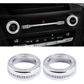 PIFOOG Bling Accessories for Ford Explorer 2020 2021 2022 2023 Volume Knob Cover VOL Tune Button Decals Car Interior Parts Sparkly Girly Men Crystal Metal 2PCS