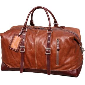 IBLUE Vintage Travel Duffel Bag Genuine Full Grain Leather Weekender Bag Gym Handbag