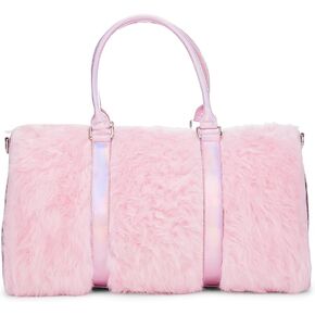Dolls Kill Shagadelic Weekender by Sugar Thrillz - Pink Faux Fur Bag With Adjustable Straps, Perfect for Travel