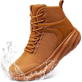LARNMERN Military Tactical Work Boots Men Waterproof Hiking Boots Slip Resistant 6 Inches Combat Sneakers Motorcycle Shoes Wide Toe Box
