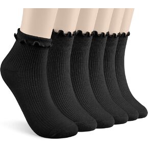 6 Pairs Ruffle Socks,White Frilly Ankle Socks,Soft Socks With Ruffles for Women