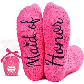 HAPPYPOP Bridesmaid Socks Maid of Honor Gifts - Bride Tribe Socks Bridesmaid Gifts, Pink