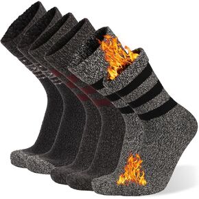 3 Pairs Mens Warm Socks Thermal Winter Thick Crew Socks Cold Weather Thick Winter Hiking Socks Home Socks