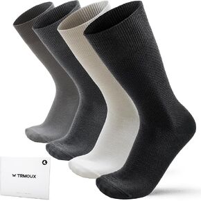 Mens Dress Socks Premium Quality American Cotton Crew Socks Solid Textured Multicolor Super Soft Comfort Fit, 4-Pack