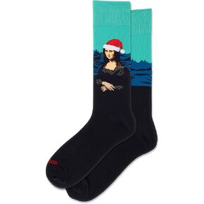 HOTSOX Men's Santa Mona Lisa Crew Sock 1 Pair Pack, Black, Men's Shoe Size: 6-12