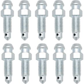 ECSiNG 10PCS Metric Brake Caliper Bleed Nipple M6x1mm Total Length 27.2mm Hexagonal Lower Thread Total Length 10mm for Preventing Brake Fluid Leaks