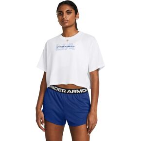 Under Armour Womens Boxy Crop Branded Short Sleeve T-Shirt - Quick Drying LG