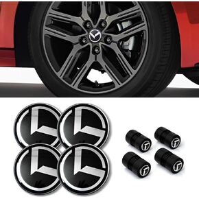 4PCS K Logo Wheel Center caps Cover 2.36in/60mm and tire Valve stem caps Wheel Rim Sticker Decal Compatible with Stinger NIRO Rio Sorento Sportage Optima Soul Cerato Forte and More（Silver Black）