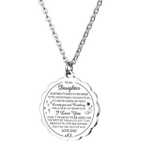 HOFOYA To My Daughter Necklace I Love You Pendant Jewelry from Dad,Mother's Day Birthday Gift for Daughter,Valentines Graduation Day Gifts for Daughter