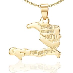 Xusamss Fashion 18K Gold Plated Alloy Haitian Map Pendant Charm Necklace