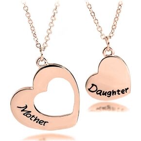KUIYAI Mother Necklace Set of 2 Matching Heart Mom and Me Jewelry