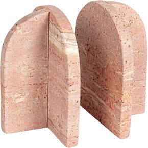 Bloomingville Crimson Archways Travertine Bookends, Red