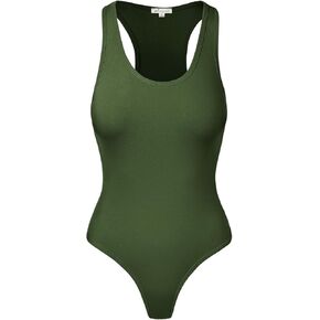 HATOPANTS Women's Tank Top Bodysuits Sleeveless Scoopneck Racerback Cotton Jumpsuits