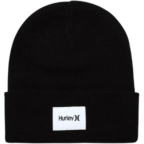 Hurley Men's Winter Hat - Seaward Patch Cuffed Double-Layer Flat Knit Acrylic Beanie with Deep Fit – Beanie Hats for Men