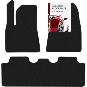 Nordstrand Floor Mats for Tesla Model 3 2024-2017 - Custom 3D Fit - 1st & 2nd Row - Set of 3 - Rubber Anti-Slip Backing - 22oz Heavy Duty Carpet Mat - All Weather Car Liner Floormats