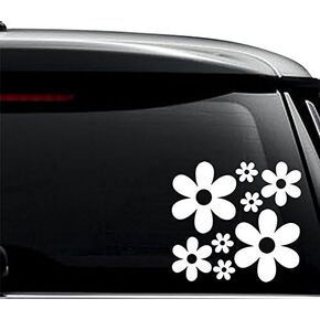 Groovy Daisy Flowers Decal Sticker For Use On Laptop, Helmet, Car, Truck, Motorcycle, Windows, Bumper, Wall, and Decor Size- [6 inch] / [15 cm] Wide / Color- Gloss White