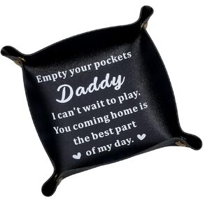 Valentine Gifts for Dad Basket Stuffers for Adults Men Daddy Leather Tray Birthday Gifts for Dad from Daughter Son Men Gift for Father New Dad Gifts for Husband from Wife Father Day Daddy Gifts