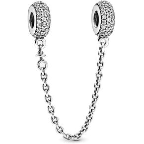 Safety Chain Charm 925 Sterling Silver Pendant,Jewelry Beads Gifts for Women Bracelet&Necklace