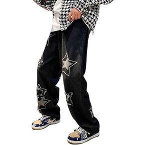 Men's Streetwear Jeans Y2K Hip Hop Jeans Casual High Waisted Wide Leg Baggy Embroidery Harajuku Denim Pants