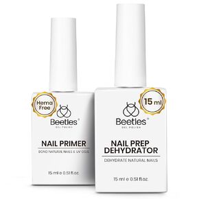 Beetles 2 Pcs 15ml No Wipe Gel Top Coat and Base Coat Set - Shine Finish and Long Lasting, Soak Off LED Nail Lamp Gel Base Top Coat Finish Nail Art Design Manicure Gifts for Women