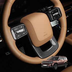 YOUTOOCAR Carbon Fiber Pattern Steering Wheel Cover Trim Compatible with Hyundai Santa FE 2024-2025 Accessories