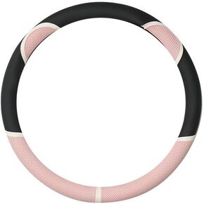 Cute Steering Wheel Cover Universal 4-Season Car Steering Wheel Cover Black (Black Pink)
