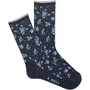 K. Bell Women's Ditsy Floral Crew Socks 1 Pair, Women's 9-11