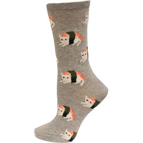 HotSox Sushi Cat Socks Grey Heather 1 Pair Women Shoe
