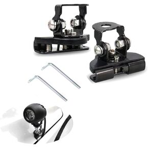 2 PCS Car Hood Light Bar Mounts, Adjustable Pillar Hood Ditch Light Brackets, 304 Stainless Steel Hood Clamp Light Mounts, Universal Off Road Accessories (Black)