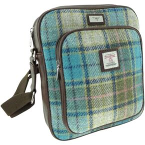 Harris Tweed 'Tay' Man Bag in Turquoise Tartan, Blue
